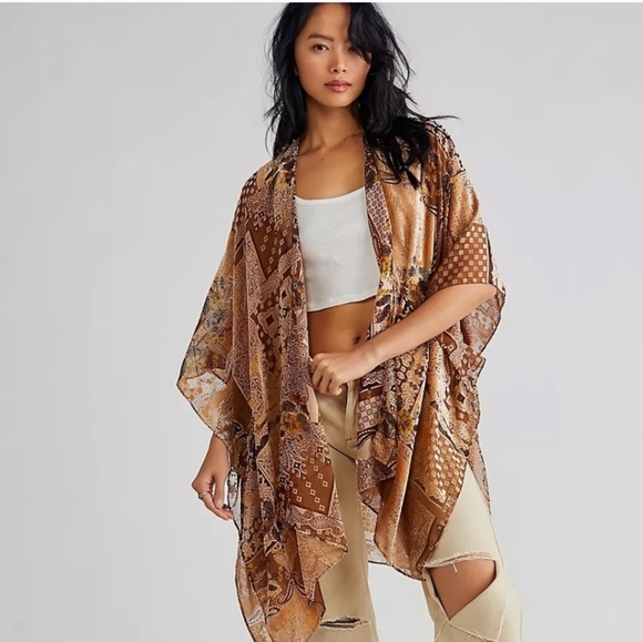 Free People Tops - NWOT Free People Stevie Patchwork Burnout Kimono